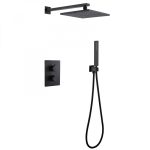 Душевая система Abber Weiss Insel встраиваемая с верхним душем с лейкой со смесителем черная матовая (AF8051B)