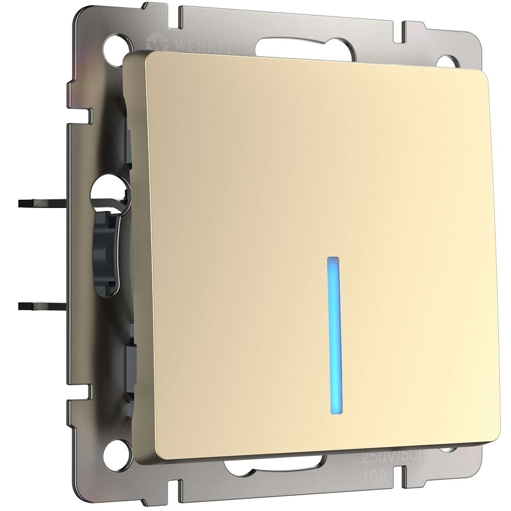 original-15207.jpg Выключатель Werkel одноклавишный встраиваемый шампань проходной с подсветкой (a050871) — изображение 1