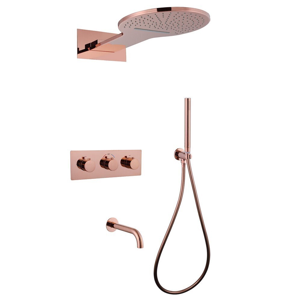 original-15208.jpg Душевая система Abber Wasser Kreis встраиваемая с верхним душем с лейкой со смесителем розовое золото (AF8150RG) — изображение 1