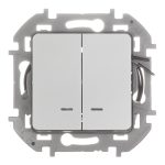Выключатель Legrand Inspiria двухклавишный встраиваемый алюминий с подсветкой (673632)