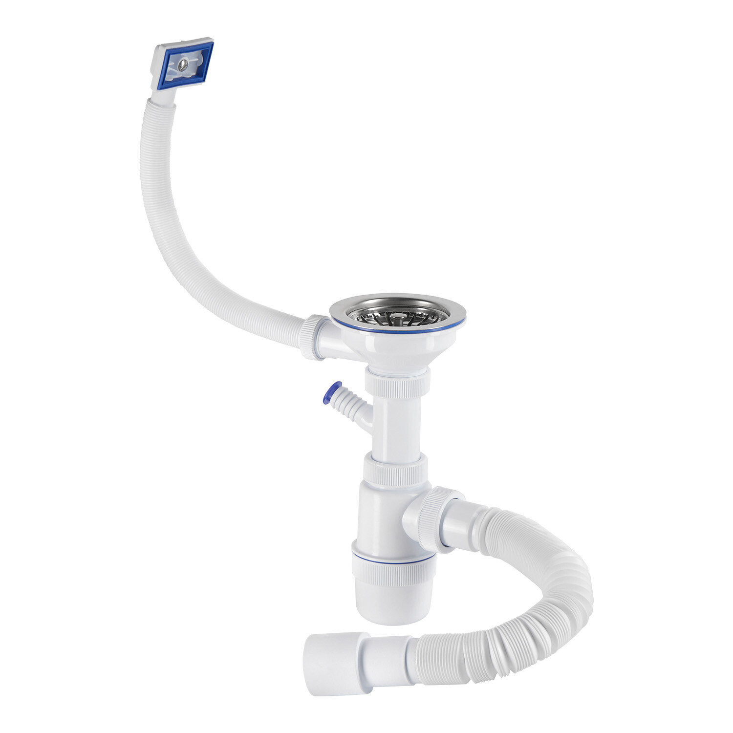 original-15463.jpg Сифон для мойки Wirquin Элит 3 1/2х40 мм с выпуском d115 мм с переливом с соединением 40/50 мм (30975130) — изображение 1