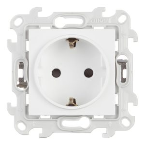 Розетка Simon 24 Harmonie встраиваемая белая со шторками (2420432-030)