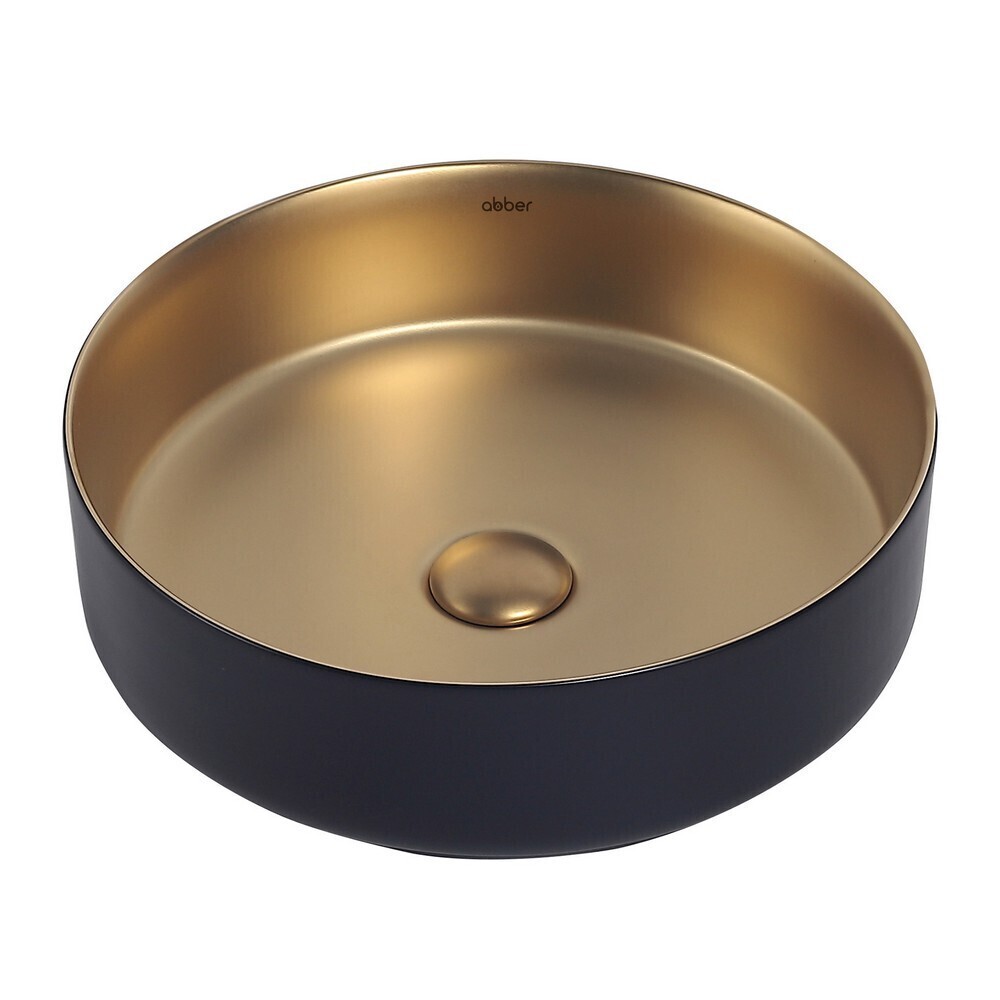original-15562.jpg Раковина Abber Bequem 40 см накладная золото матовое/черная (AC2109BG) — изображение 1