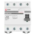 УЗО EKF PROxima ВД-100 25А 3P+N тип AC 30 мА 4,5 кА (elcb-4-25-30-em-pro)