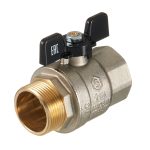Кран шаровой латунный Stout SVB 1 1/4 ВР(г) х 1 1/4 НР(ш) полнопроходной бабочка прямой (SVB-0004-200032)