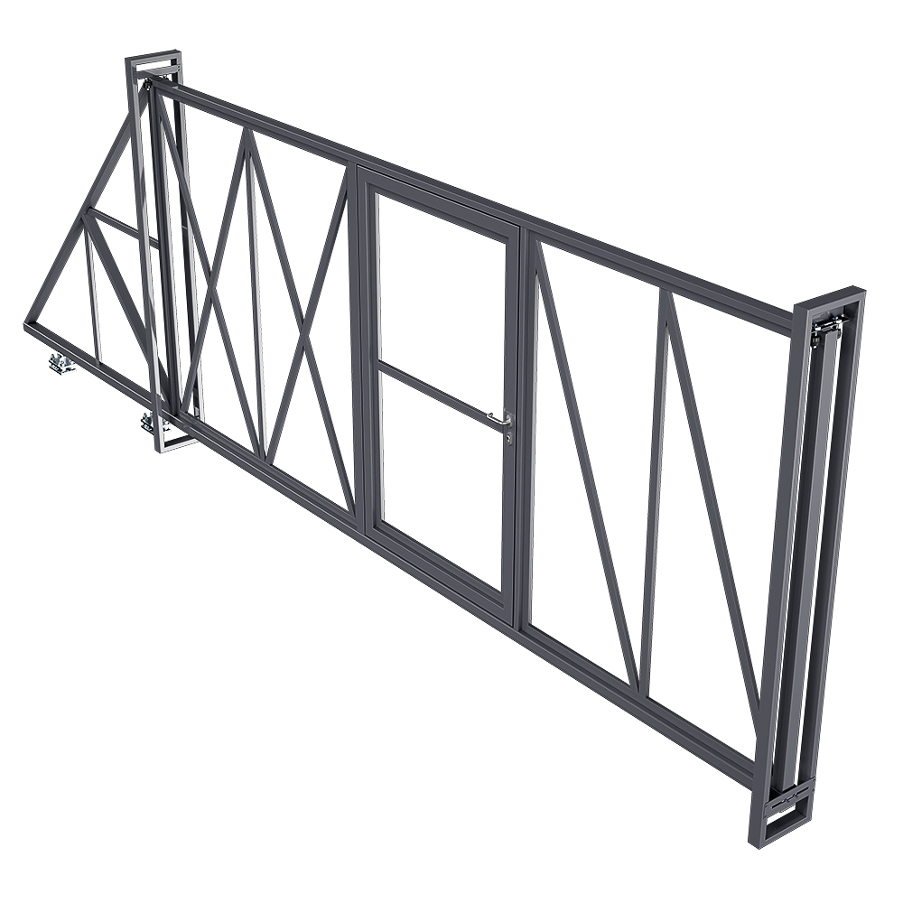 original-16137.jpg Ворота откатные каркас с комплектом под автоматику Премиум 4х2 м с калиткой графитовый серый RAL 7024 левые — изображение 1