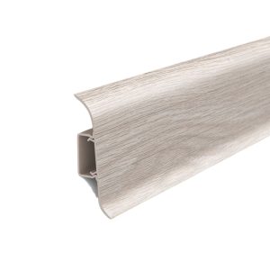 Плинтус ПВХ напольный Ideal Классик 55 мм ясень 2200 мм с кабель-каналом