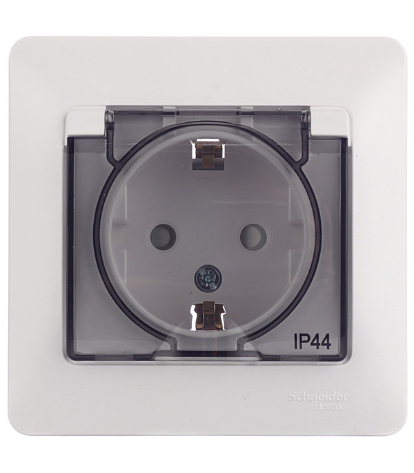 original-16427.jpg Розетка Systeme Electric Glossa встраиваемая белая со шторками с крышкой (GSL000148) — изображение 1