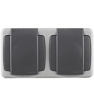 Розетка Makel накладная серая с крышкой (36064206)