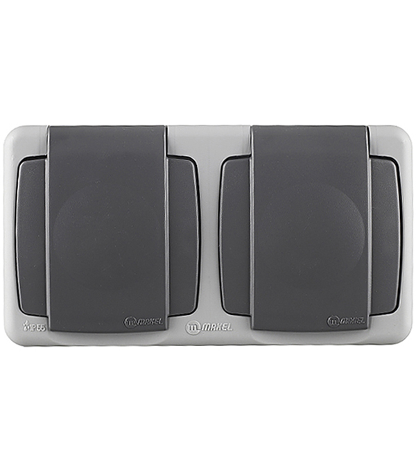 original-16516.jpg Розетка Makel накладная серая с крышкой (36064206) — изображение 1