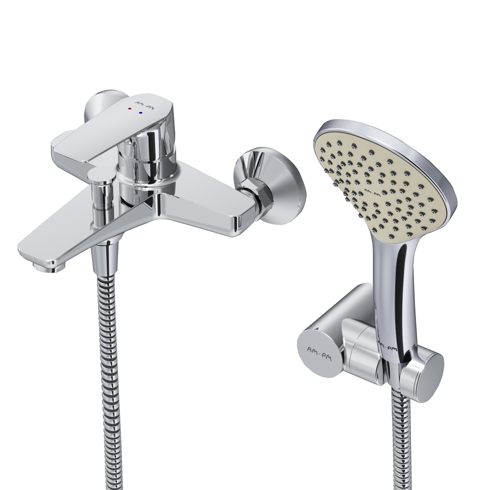 original-16842.jpg Смеситель для ванны AM.PM Gem хром однорычажный с коротким изливом с лейкой (F90A15000) — изображение 1