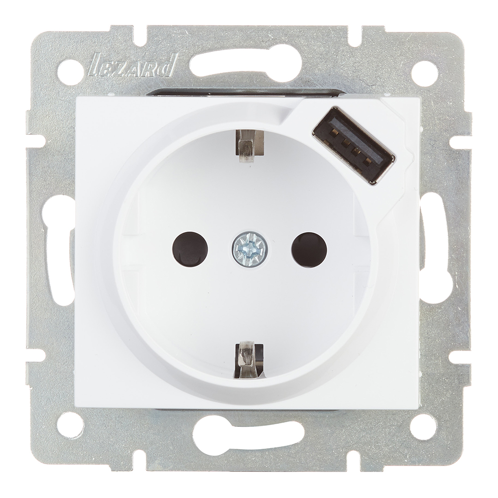 original-16916.jpg Розетка Lezard Karina встраиваемая белая с USB-A (707-0288-181) — изображение 1