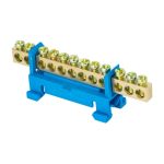 Шина нулевая на изоляторе Стойка на DIN-рейку EKF PROxima 6х9 мм 12 отверстий синяя (20 шт.) (sn0-63-12-sb)