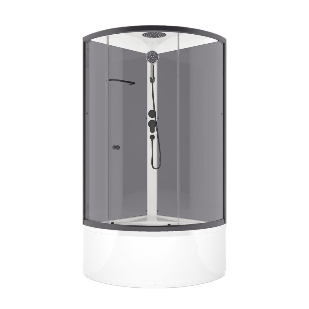 original-17125.jpg Душевая кабина Domani-Spa Simple 90х90х218 см стекло прозрачное 4 мм с высоким поддоном полукруг — изображение 1