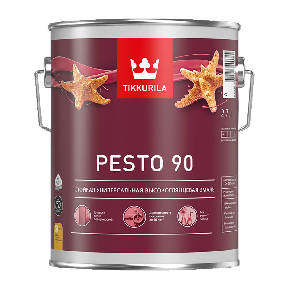 original-17168.jpg Эмаль алкидная Tikkurila/Tikkivala Pesto 90 база A глянцевая 2,7 л — изображение 1