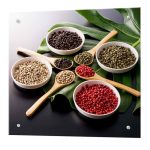 Панель стеновая закаленное стекло для кухни 600х600х4 мм четыре перца