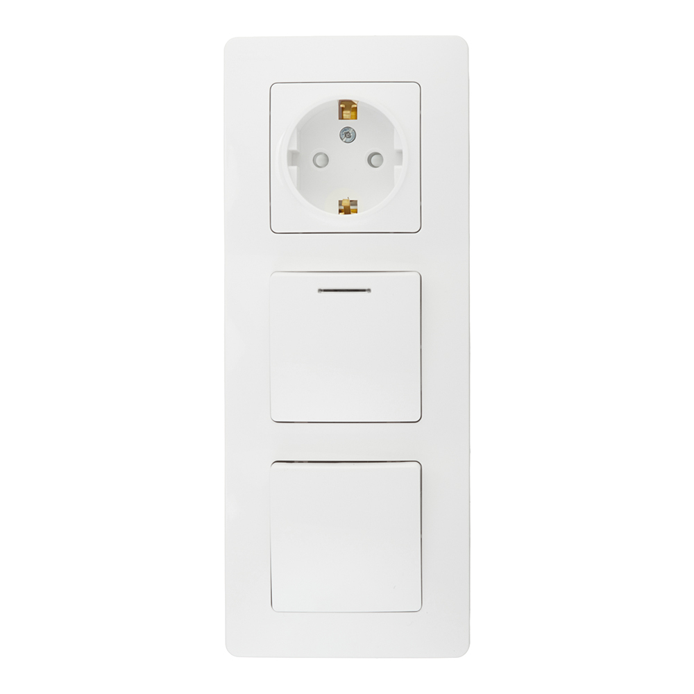 original-17307.jpg Блок выключатель и розетка Systeme Electric Blanca двухклавишный встраиваемый белый с подсветкой (BLNBS101111) — изображение 1