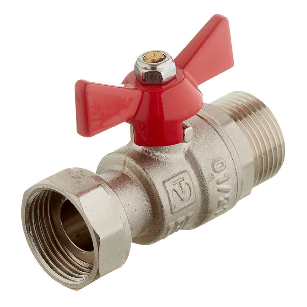 original-17339.jpg Кран шаровой латунный Valtec 3/4 ВР(г) х 3/4 НР(ш) проходной бабочка с накидной гайкой прямой (VT.260.N.0505) — изображение 1