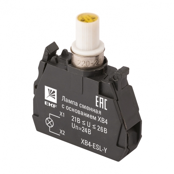 original-17475.jpg Лампа сменная EKF PROxima ХВ4 10х32х39 мм 24 В IP40 с основанием пластиковая желтая (XB4-ESL-Y) — изображение 1