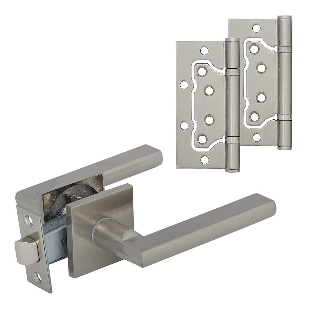 original-17759.jpg Комплект фурнитуры для двери Lavelly Viola с защелкой и петлями квадратная розетка матовый никель (990334) — изображение 1