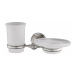 Стакан для ванной WasserKraft Ammer с держателем стекло матовый/металл никель (K-7026)