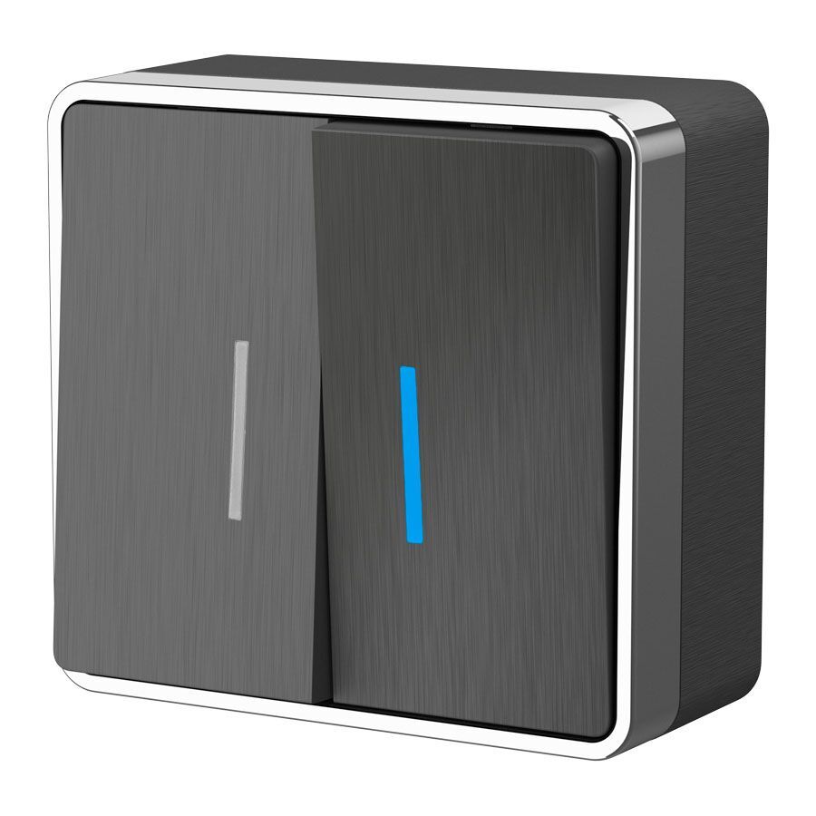 original-17885.jpg Выключатель Werkel Gallant двухклавишный накладной графит рифленый (a051340) — изображение 1