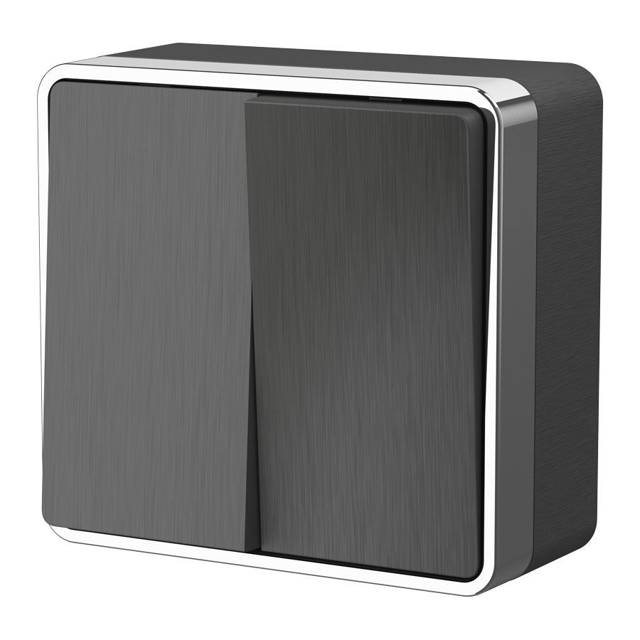 original-18226.jpg Выключатель Werkel Gallant двухклавишный накладной графит рифленый (a051337) — изображение 1