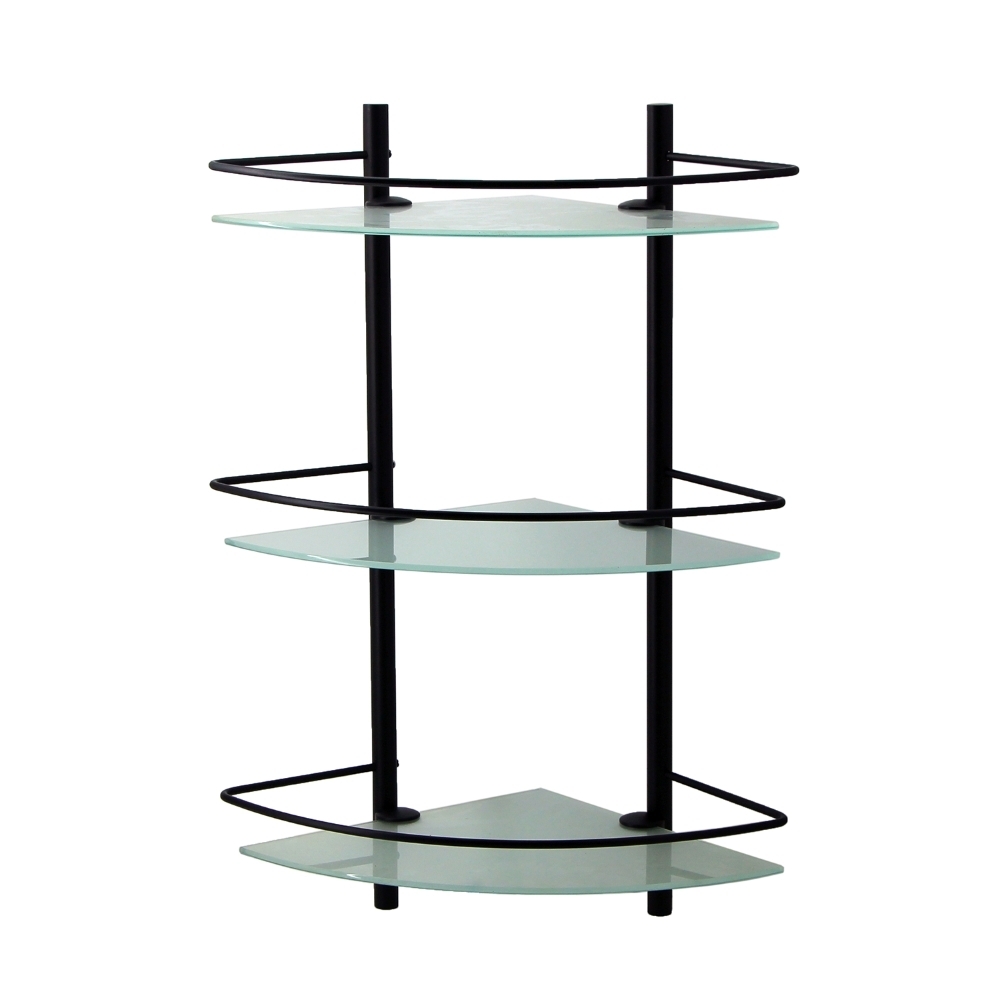 original-18291.jpg Полка для ванной WasserKraft Elbe угловая трехъярусная 305х305х610 мм стекло/металл черная (K-3133B) — изображение 1