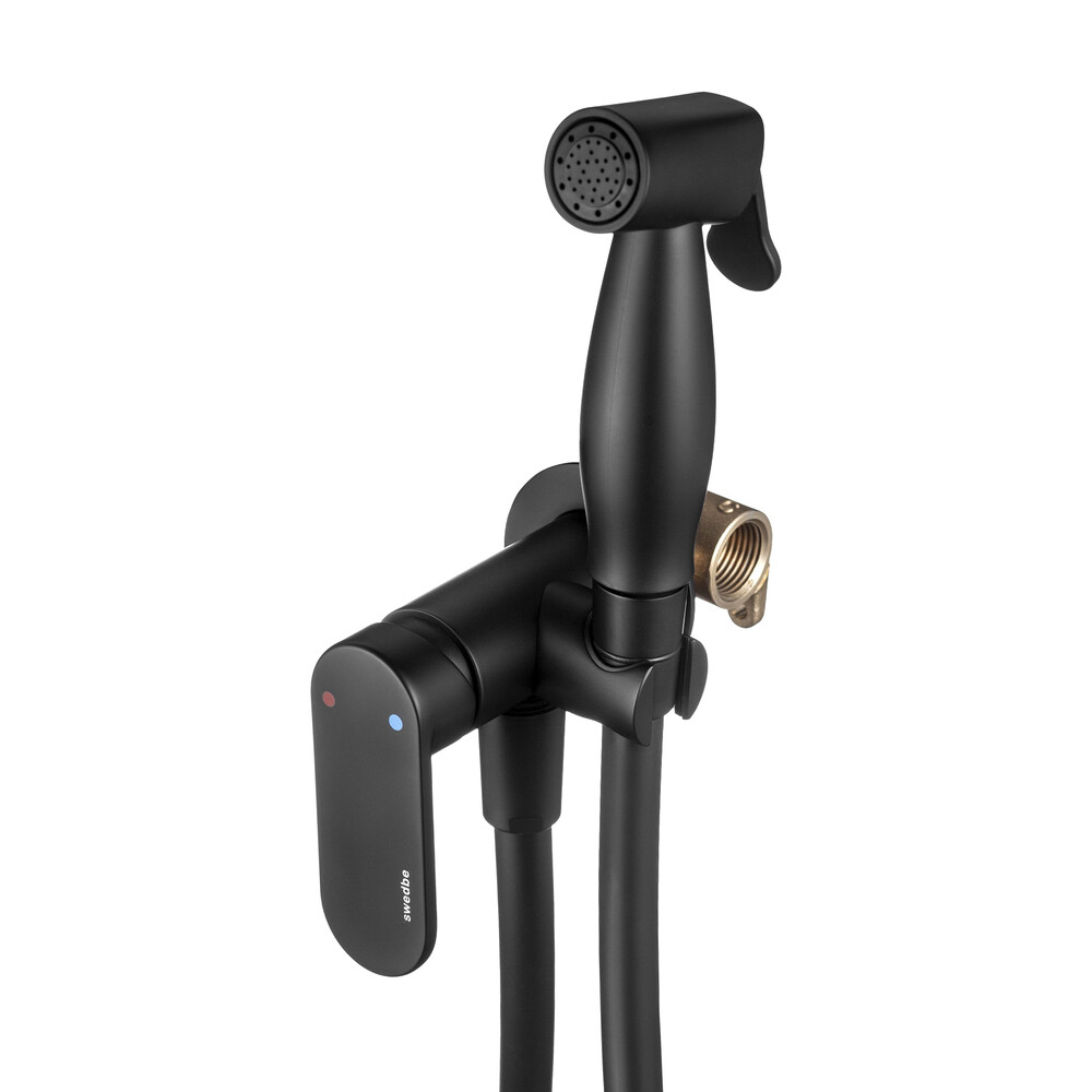 original-18418.jpg Смеситель с гигиеническим душем встраиваемый Swedbe Platta со скрытой частью в комплекте черный (5567B) — изображение 1