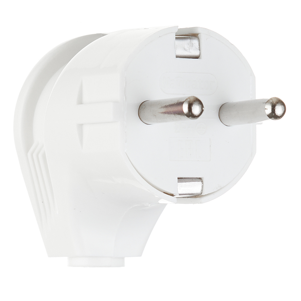 original-18508.jpg Вилка угловая с заземлением 16 А 220-250 В Navigator белая (613628/) — изображение 1