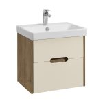 Тумба под раковину Aquaton Оливия 55 см подвесная бежевая/дуб веллингтон (1A254201OLVG0)