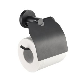 Держатель для туалетной бумаги Zenfort 20586 с крышкой металл черный (102030)