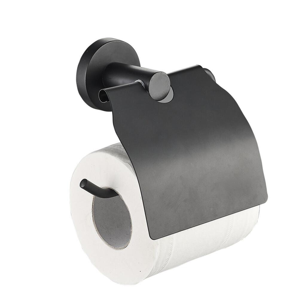 original-1879.jpg Держатель для туалетной бумаги Zenfort 20586 с крышкой металл черный (102030) — изображение 1