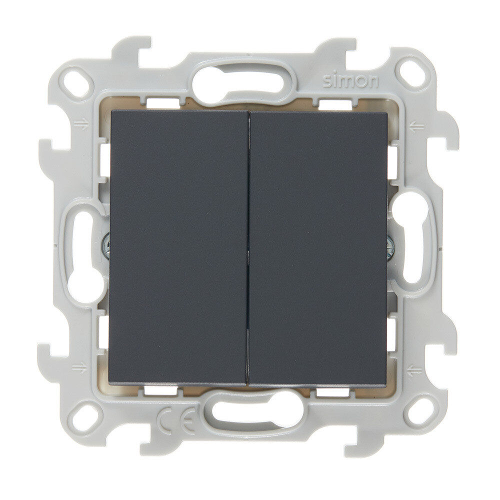 original-18826.jpg Переключатель Simon 24 Harmonie двухклавишный встраиваемый графит (2410397-038) — изображение 1