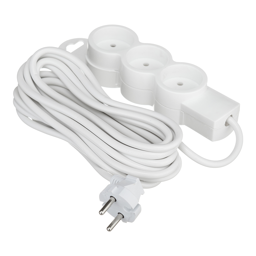 original-19107.jpg Удлинитель Düwi 3 розетки 5 м ПВС 2х0,75 кв.мм 10 А 2,2 кВт белый (32003 8) — изображение 1