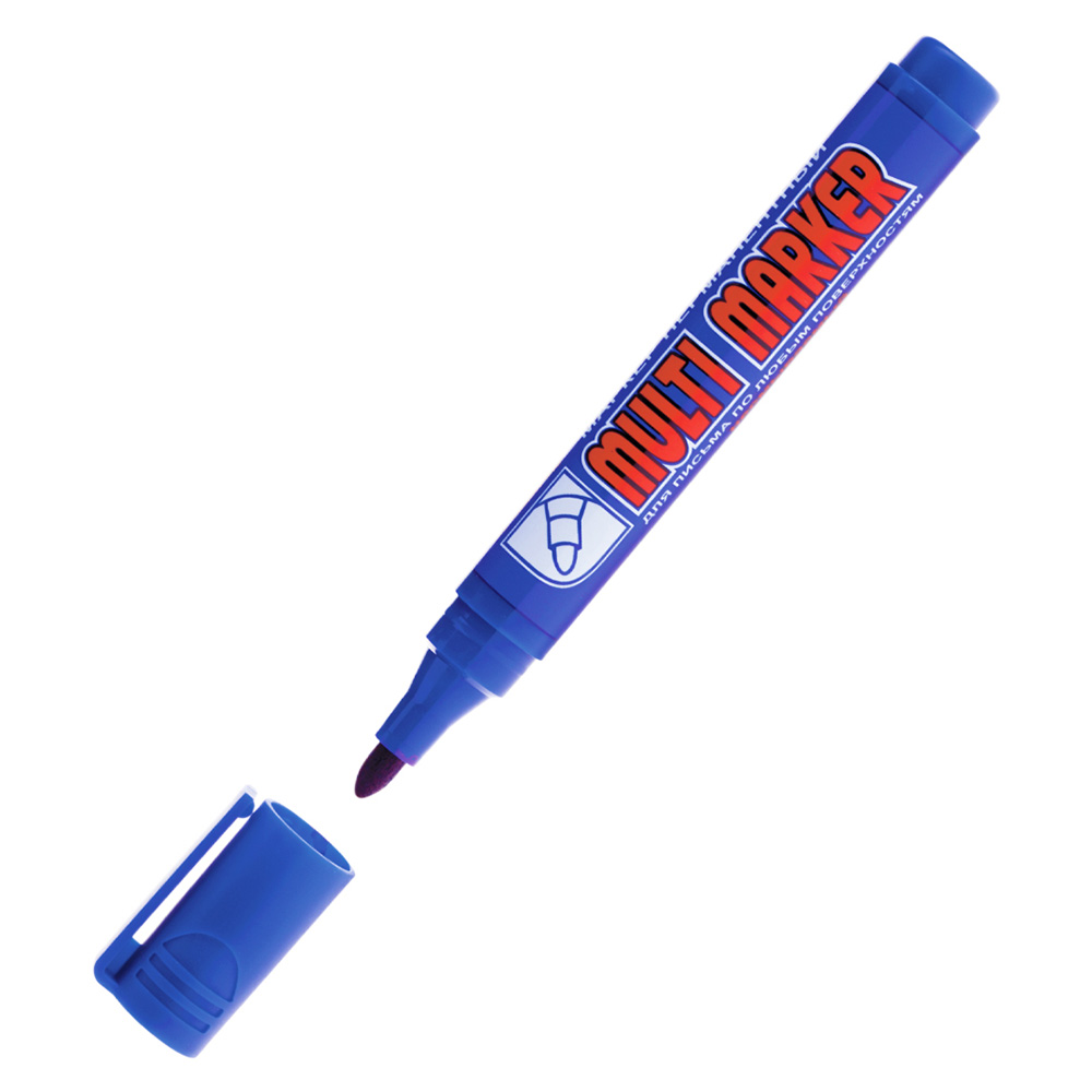 original-19219.jpg Маркер перманентный Crown Multi Marker синий грифель 3 мм — изображение 1