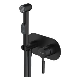 Смеситель с гигиеническим душем встраиваемый WasserKraft Gollach 3300 со скрытой частью в комплекте черный (3338)