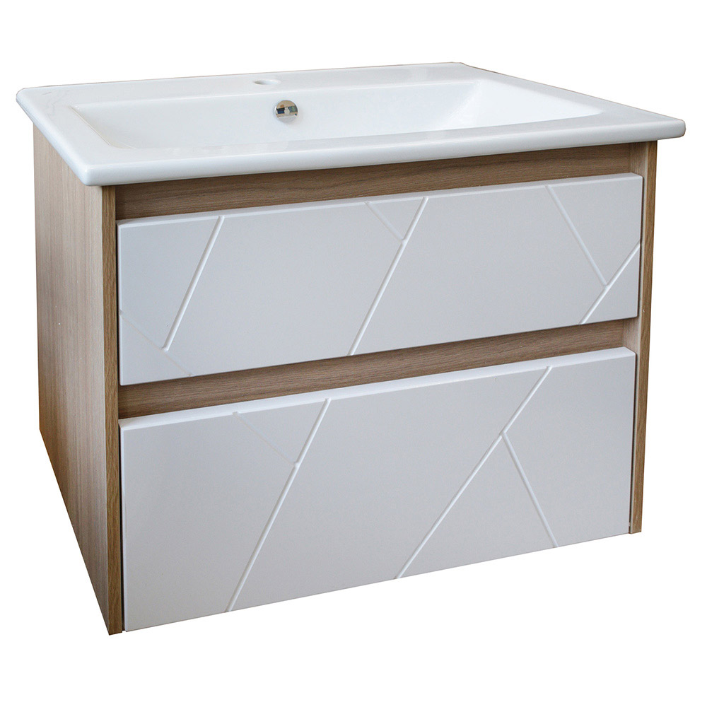 original-19526.jpg Тумба под раковину АСБ-Мебель Диана 60 см подвесная белая/дуб янтарный (12027) — изображение 1
