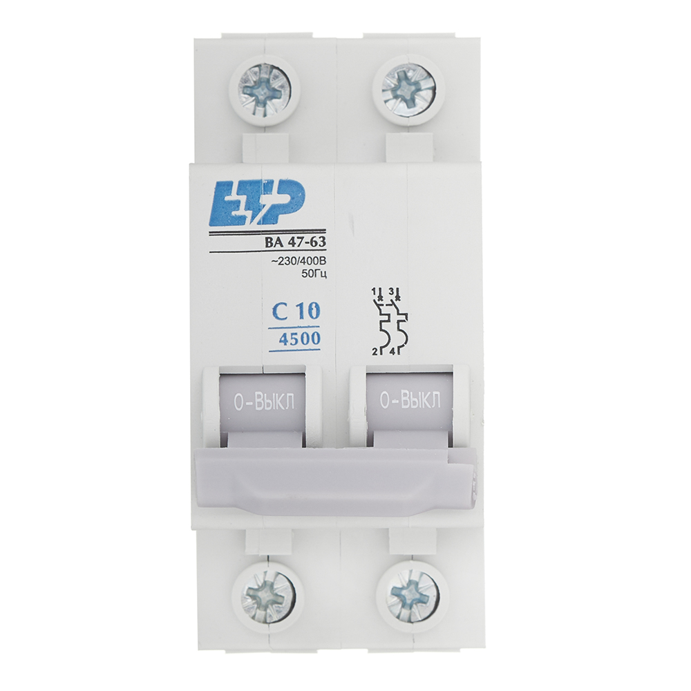 original-19598.jpg Автоматический выключатель модульный ETP ВА 47-63 2P 10А тип C 4,5 кА 230/400 В (11215) — изображение 1