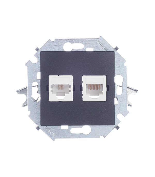 original-1963.jpg Розетка компьютерная/ телефонная Simon 15 встраиваемая графит RJ11/ RJ45 (1591590-038) — изображение 1