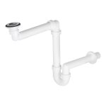 Сифон для раковины и мойки Alcadrain 1 1/2х40 мм со смещением с выпуском d60 мм белый (A413/AG210511100)