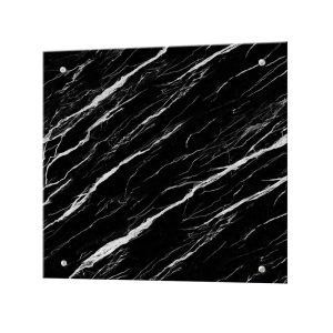 Панель стеновая закаленное стекло для кухни 600х600х4 мм черно-белый мрамор