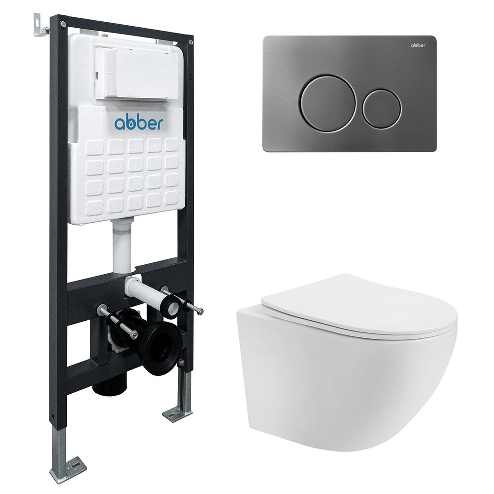 original-19989.jpg Комплект инсталляции Abber с унитазом Bequem с кнопкой никель и сиденьем микролифт (AC1100T-AC0105-AC0121NG) — изображение 1