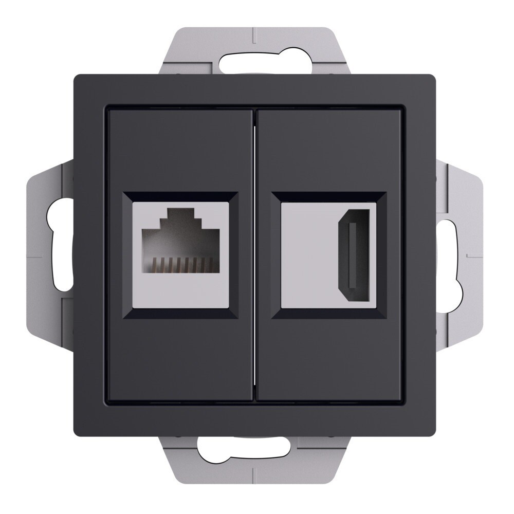 original-20133.jpg Розетка компьютерная Systeme Electric AtlasDesign встраиваемая алюминий HDMI/ RJ45 (ATN001082) — изображение 1