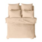 Комплект постельного белья Евро страйп-сатин Verossa Stripe бежевый с простыней 220х240 см