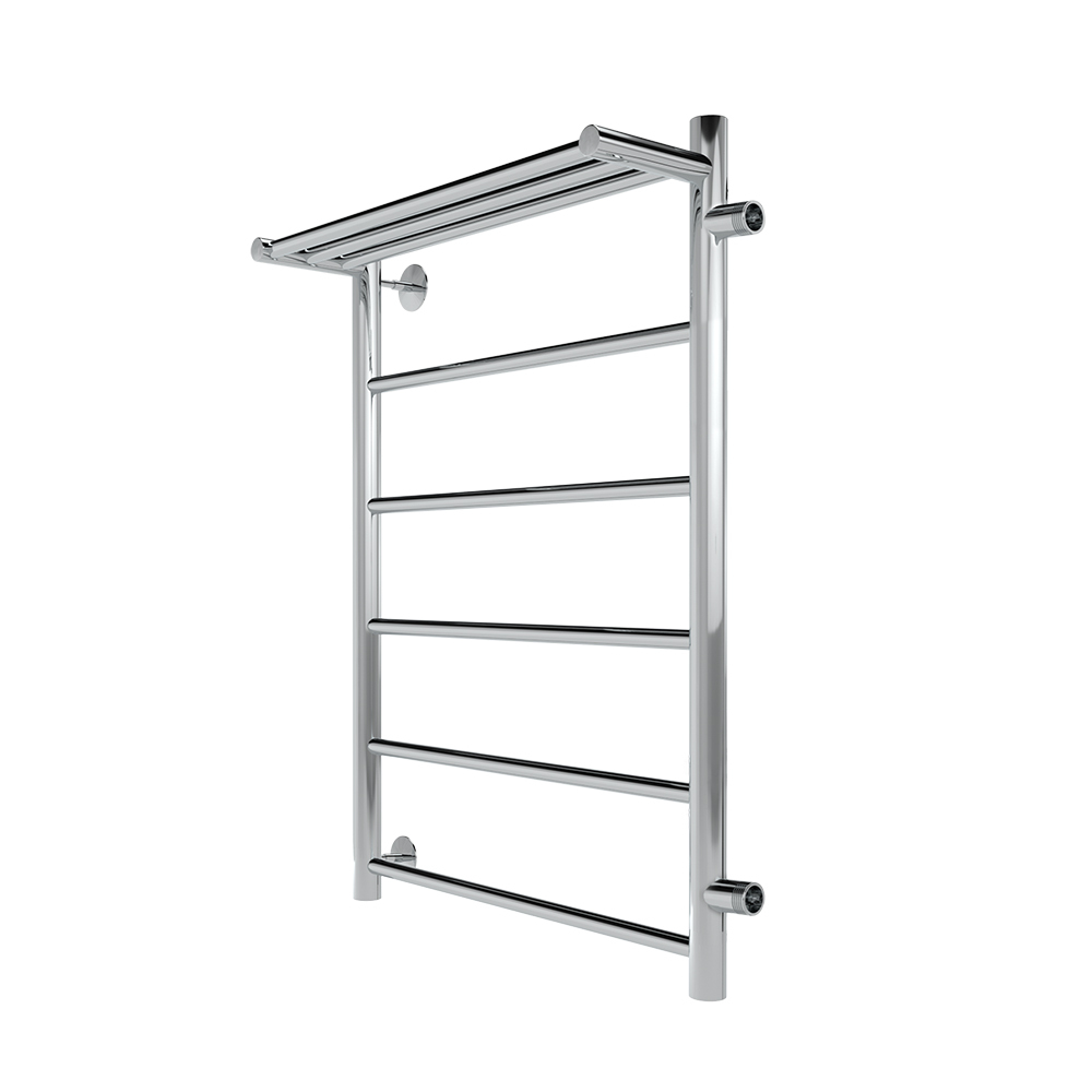 original-20312.jpg Полотенцесушитель водяной Indigo Line 700х400 мм лесенка с боковым подключением 600 мм справа с полкой хром — изображение 1