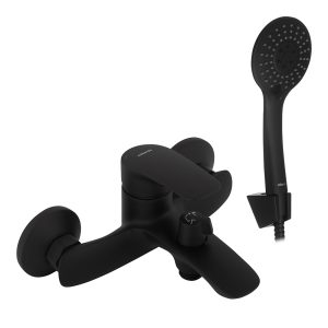 Смеситель для ванны Milardo Rora черный однорычажный с коротким изливом с лейкой (RORBL00M02)