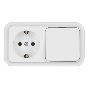 Блок выключатель и розетка Svet одноклавишный накладной белый (EV0362-5120)