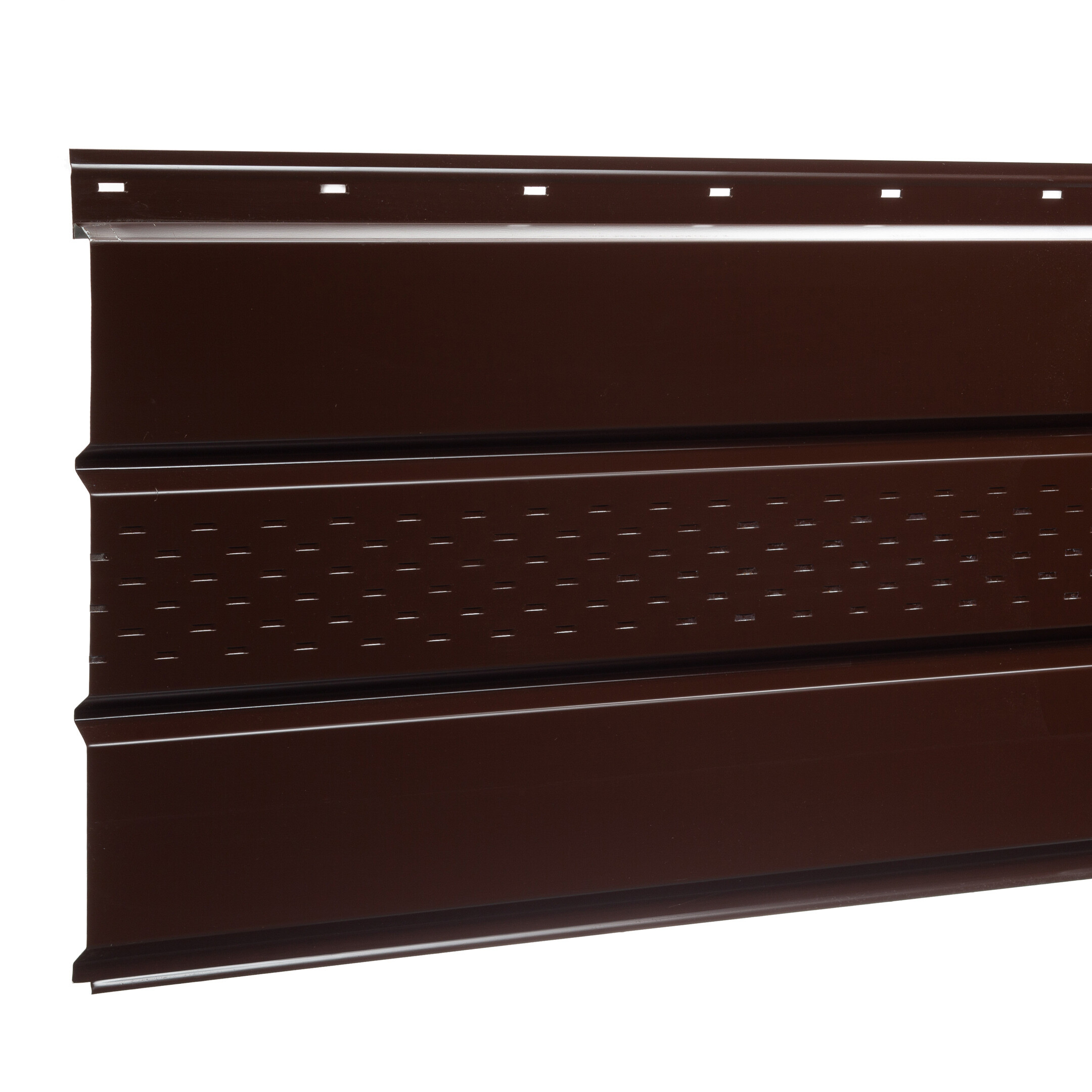 original-20517.jpg Софит металлический с центральной перфорацией Grand Line коричневый RAL 8017 2000х357х0,45 мм — изображение 1