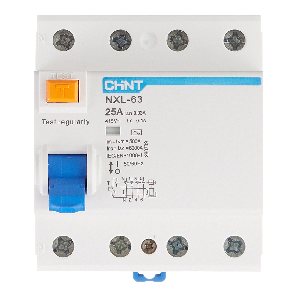 original-20539.jpg УЗО Chint NXL-63 25А 3P+N тип AC 30 мА 6 кА компактное (280789) — изображение 1